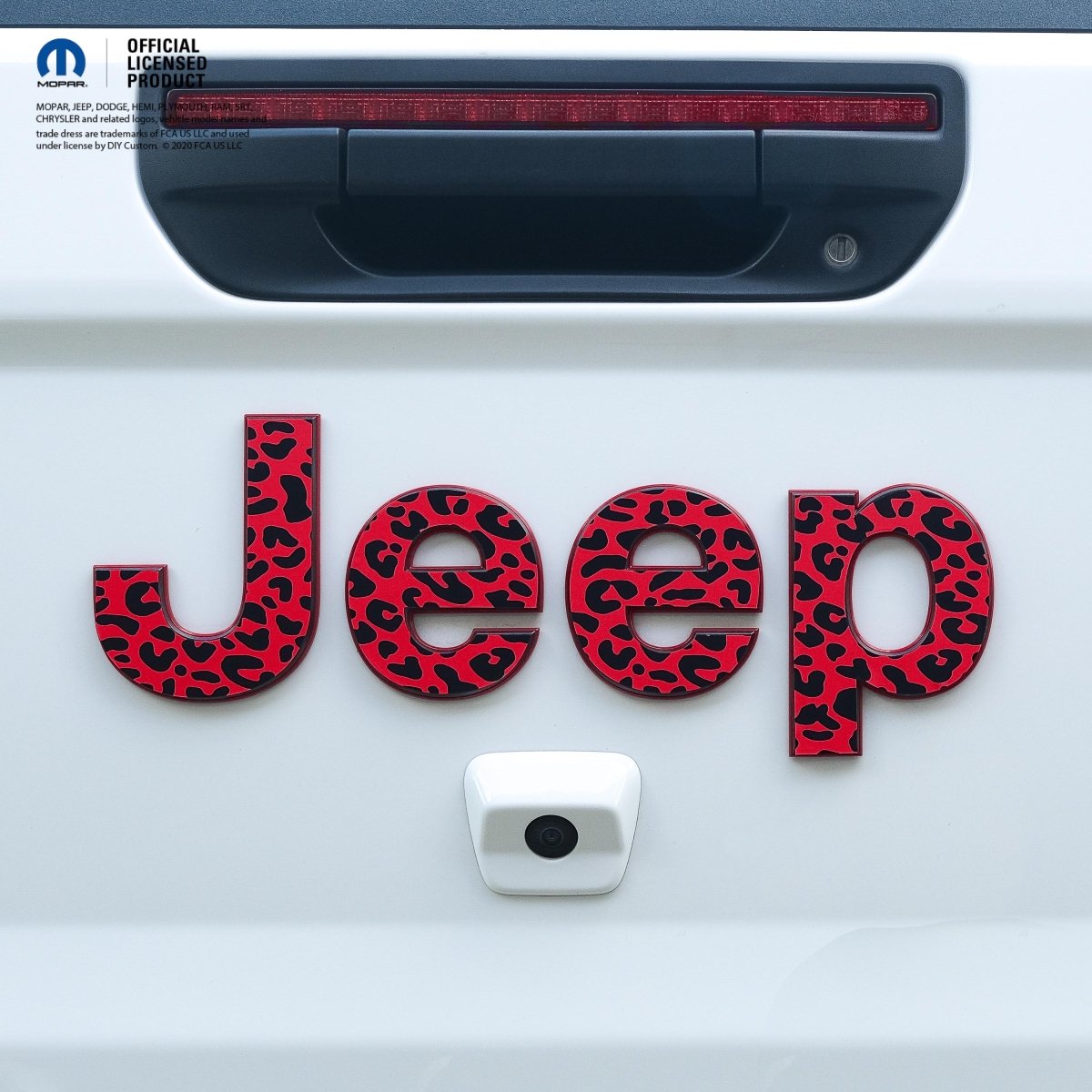 Jeep Emblem Overlay Decals - Red and Black Leopard Print - Tiny Wrapz