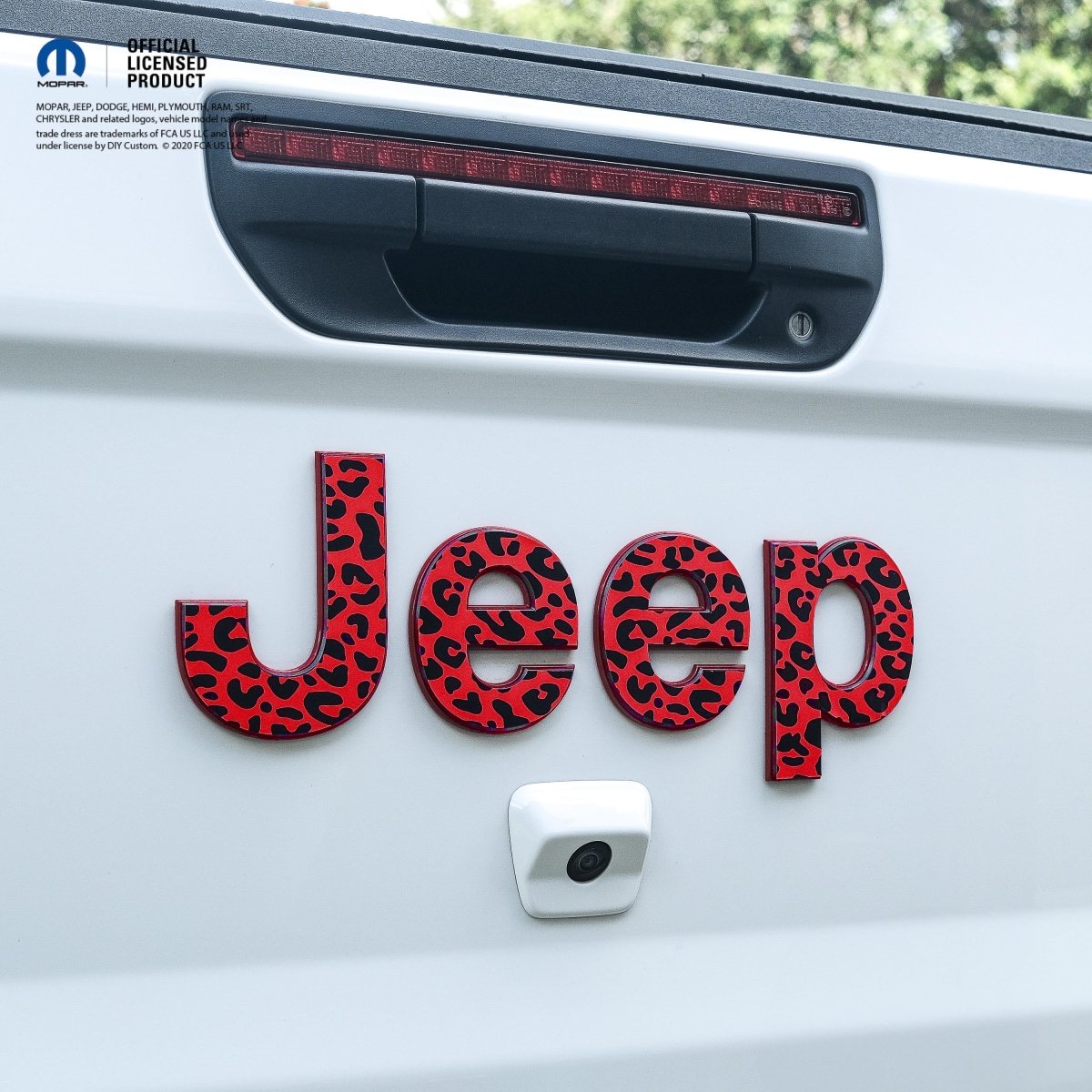 Jeep Emblem Overlay Decals - Red and Black Leopard Print - Tiny Wrapz