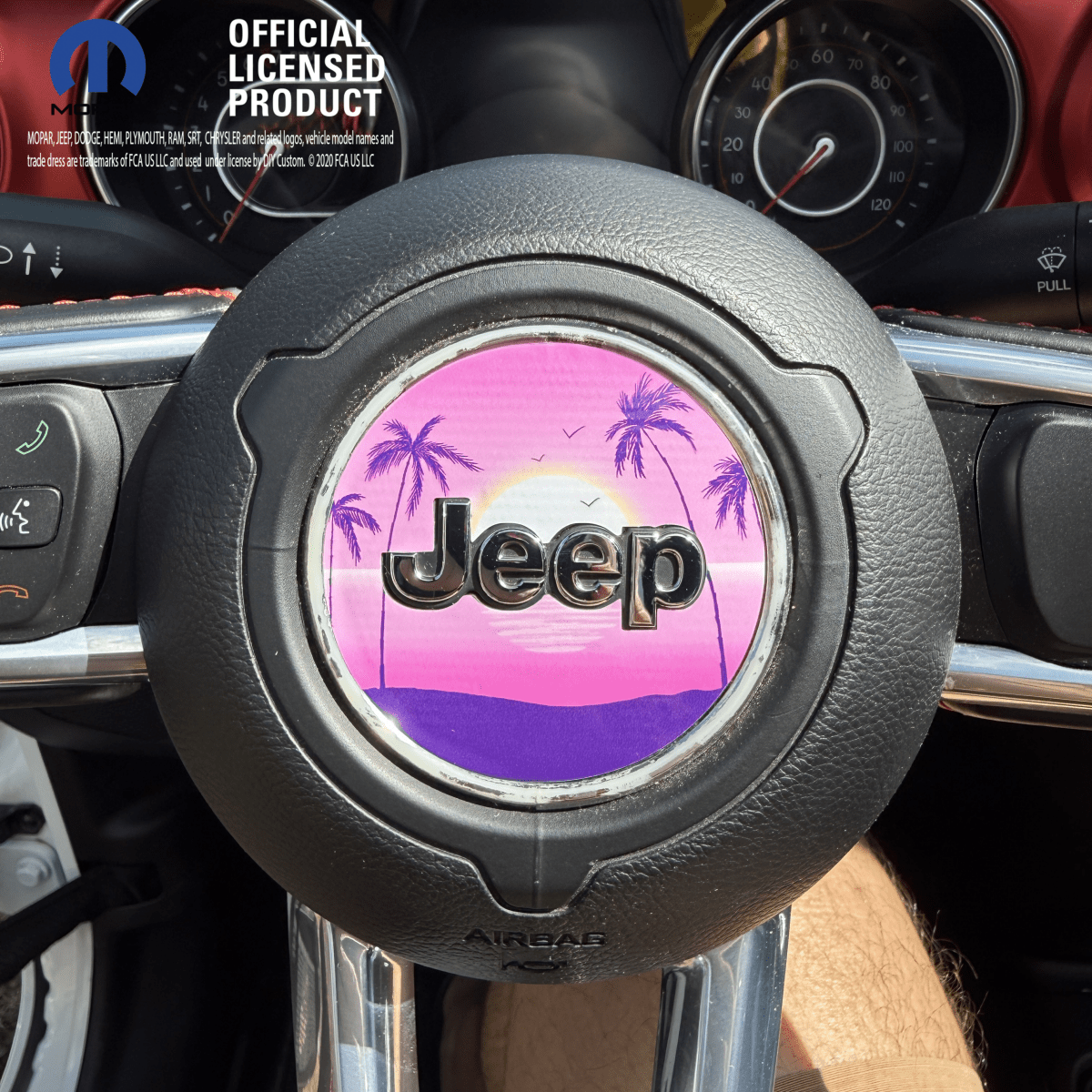 Jeep Wrangler JL Gladiator Steering Wheel Circle Pink Sunrise Vinyl Decal Sticker - Tiny Wrapz