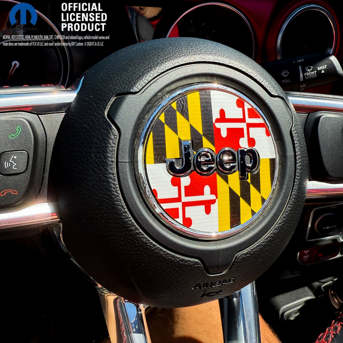 Jeep Wrangler JL Gladiator Steering Wheel Circle Maryland Flag Vinyl Decal Sticker