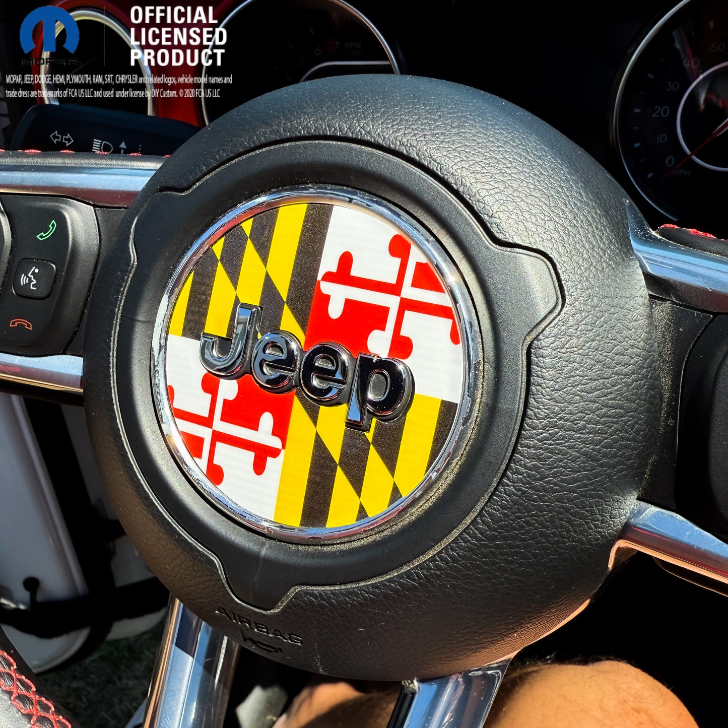 Jeep Wrangler JL Gladiator Steering Wheel Circle Maryland Flag Vinyl Decal Sticker