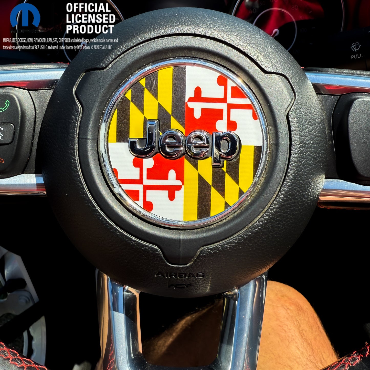 Jeep Wrangler JL Gladiator Steering Wheel Circle Maryland Flag Vinyl Decal Sticker