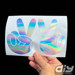 Holographic Peace Wave Fingers Decals Pair Fits All Jeeps