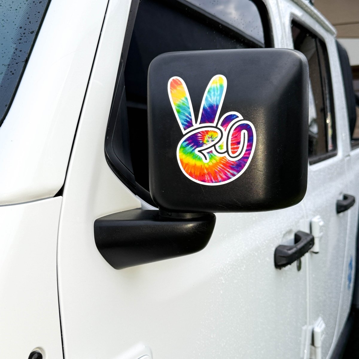 Tie Dye Peace Wave Left & Right Mirrors Vinyl Decals Fits All Jeeps