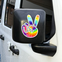 Tie Dye Peace Wave Left & Right Mirrors Vinyl Decals Fits All Jeeps