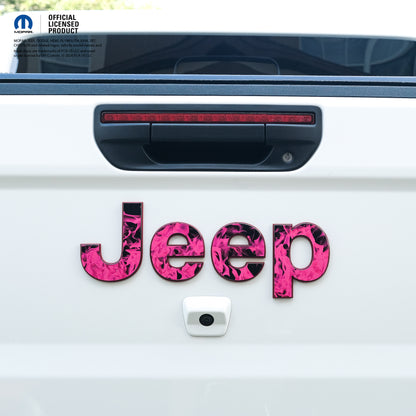 Jeep Emblem Overlay Decals - Pink Flames