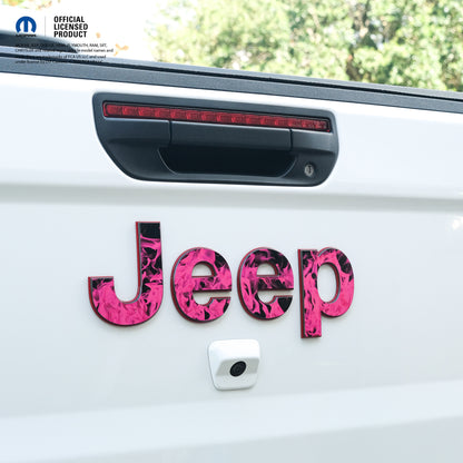 Jeep Emblem Overlay Decals - Pink Flames