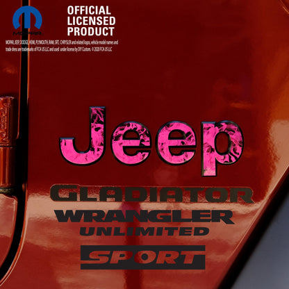 Jeep Emblem Overlay Decals - Pink Flames