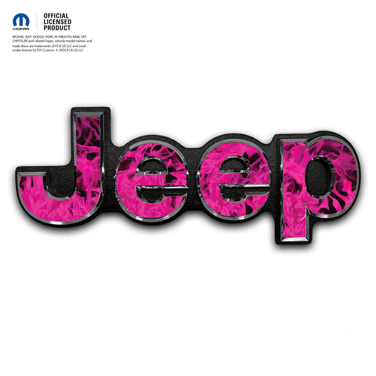 Jeep Emblem Overlay Decals - Pink Flames