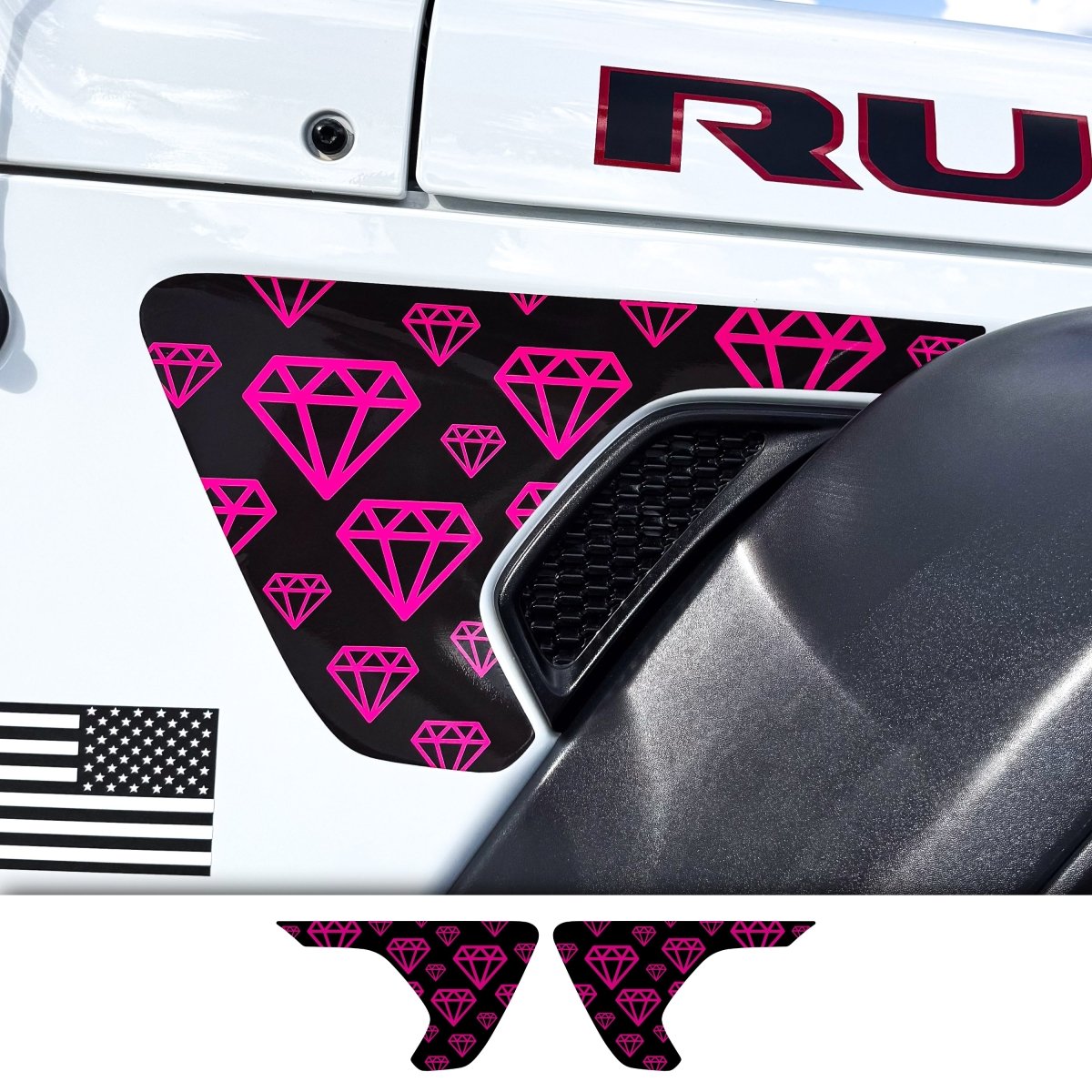 Jeep Fender Vent Decals Pair "Pink Diamonds" Fits 2018-2026 Wrangler JL & Gladiator - Tiny Wrapz