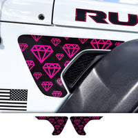 Jeep Fender Vent Decals Pair "Pink Diamonds" Fits 2018-2026 Wrangler JL & Gladiator - Tiny Wrapz