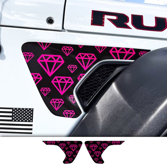 Jeep Fender Vent Decals Pair "Pink Diamonds" Fits 2018-2026 Wrangler JL & Gladiator - Tiny Wrapz