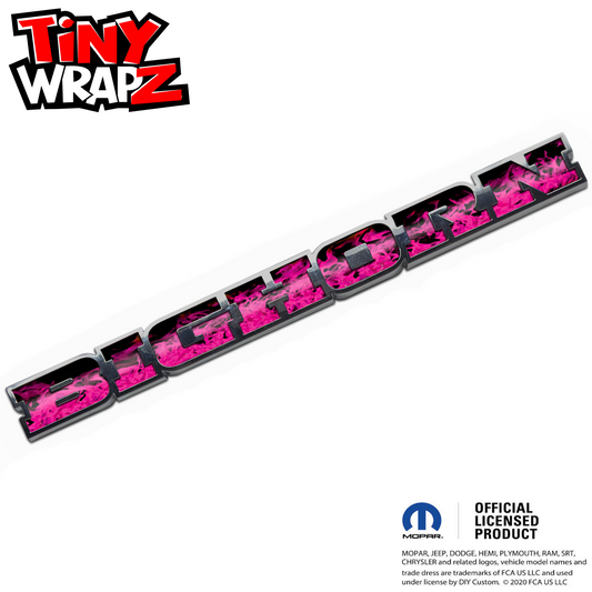 RAM Bighorn Emblem Overlay Decals Pink Flames Fits 2019-2026