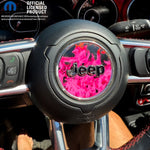 Jeep Wrangler JL Gladiator Steering Wheel Circle Pink Flames Vinyl Decal Sticker - Tiny Wrapz