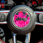 Jeep Wrangler JL Gladiator Steering Wheel Circle Pink Flames Vinyl Decal Sticker - Tiny Wrapz