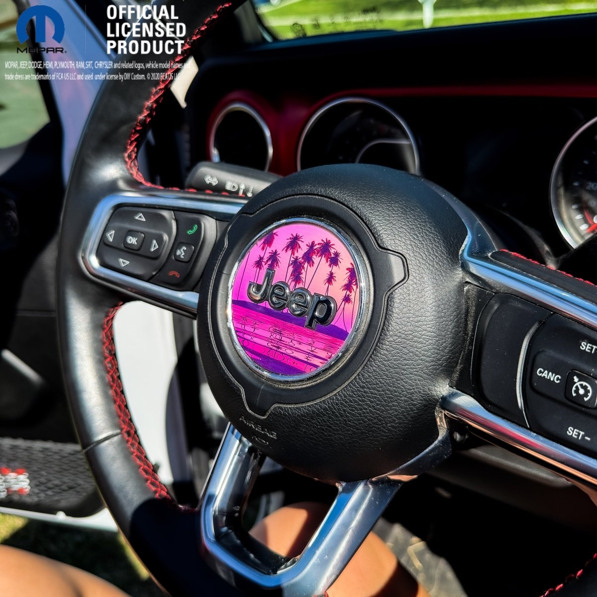 Jeep Wrangler JK Steering Wheel Circle Pink Sunset Vinyl Decal Sticker 2007-2017 - Tiny Wrapz