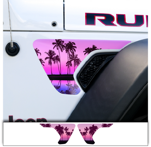 Jeep Fender Vent Vinyl "Pink Sunset" Decals Fits 2018-2026 Wrangler JL & Gladiator