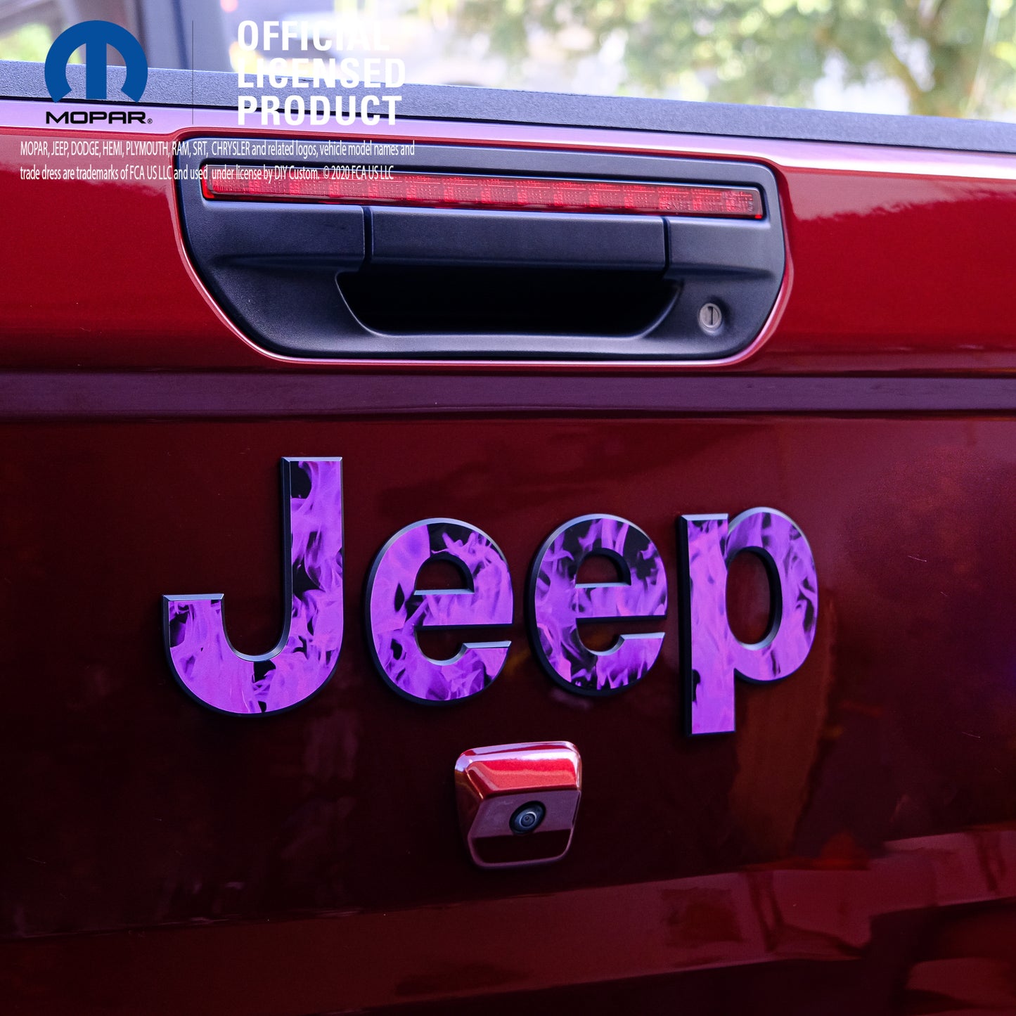 Jeep Emblem Overlay Decals - Purple Flames