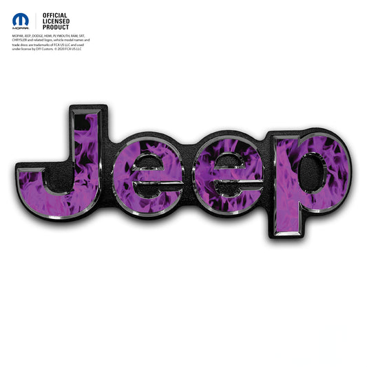 Jeep Emblem Overlay Decals - Purple Flames