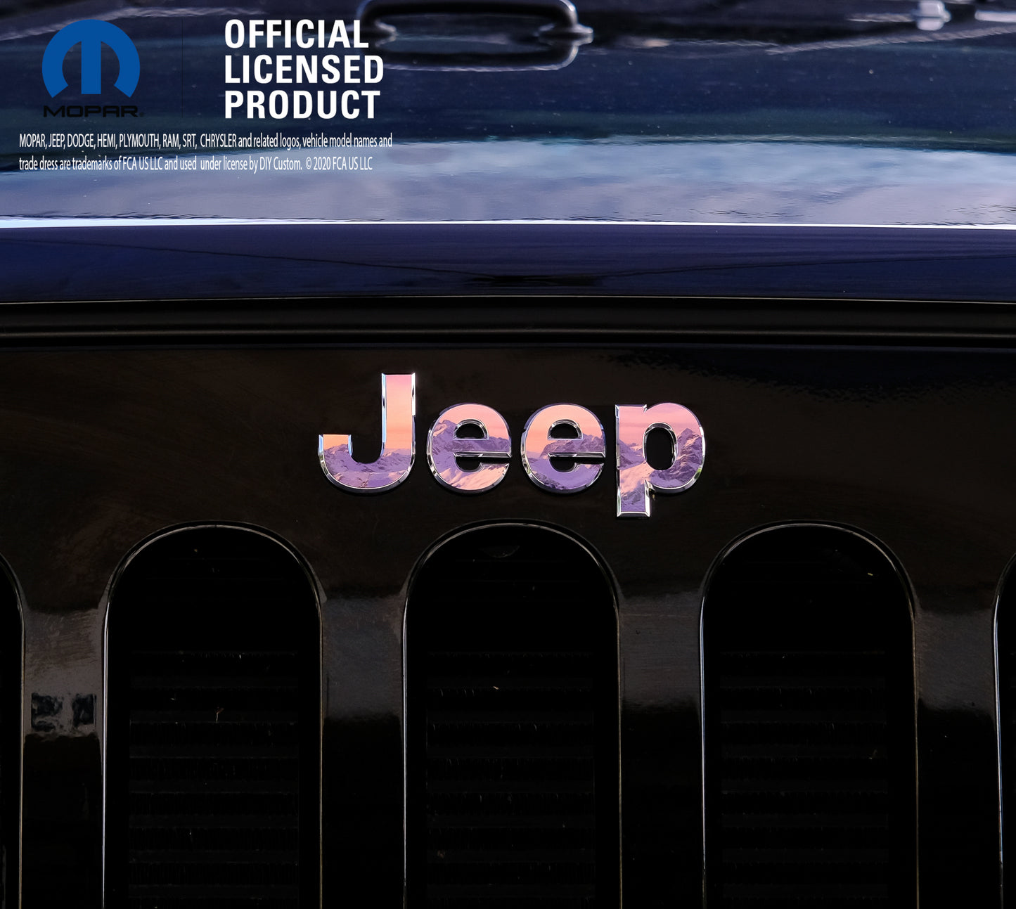 Jeep Emblem Overlay Decals - Purple Mountains