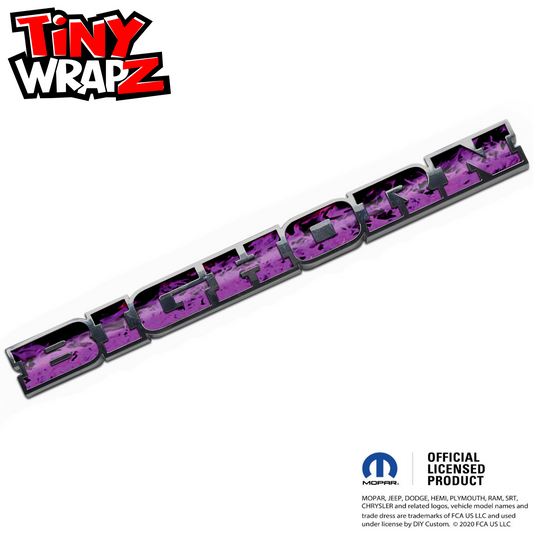 RAM Bighorn Emblem Overlay Decals Purple Flames Fits 2019-2026