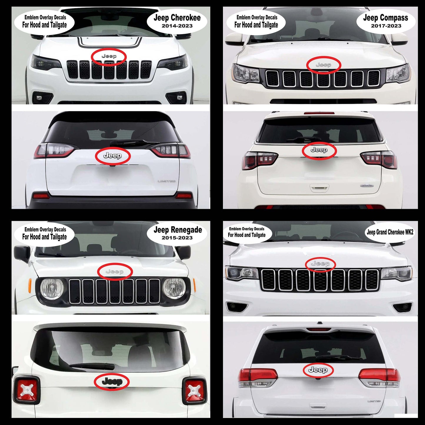 Jeep Emblem Overlay Decals - Dripping Red