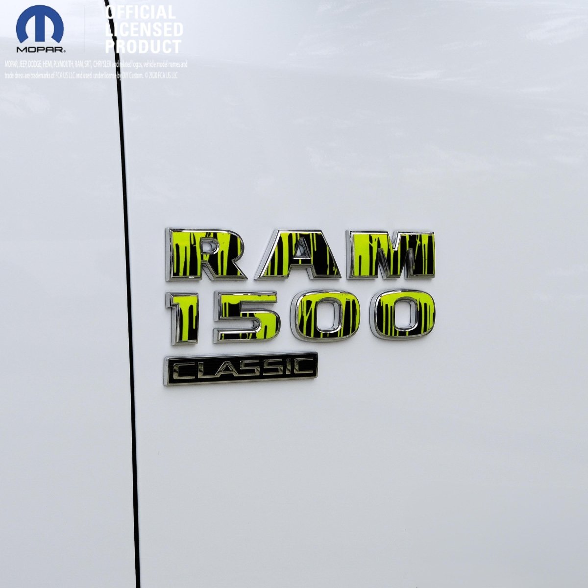 RAM Classic 1500-3500 Door Emblem Decals DRIPPING GREEN Fits 2009-2024 - Tiny Wrapz