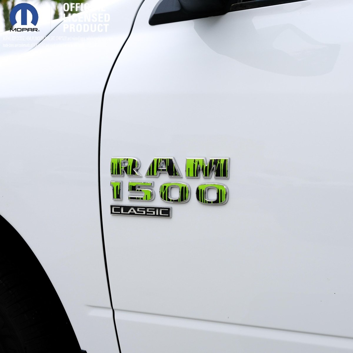RAM Classic 1500-3500 Door Emblem Decals DRIPPING GREEN Fits 2009-2024 - Tiny Wrapz