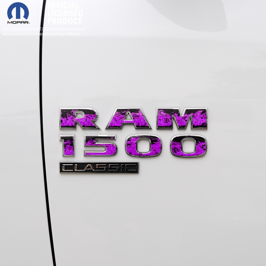 RAM Classic 1500-3500 Door Emblem Decals PURPLE FLAMES Fits 2009-2024
