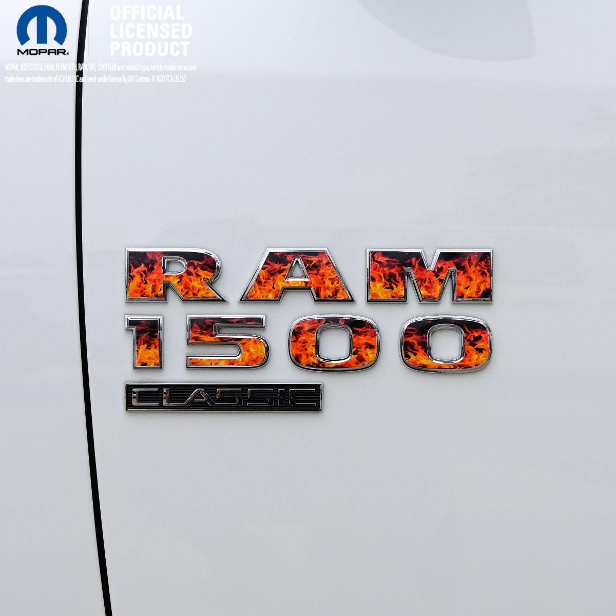 RAM Classic 1500-3500 Door Emblem Decals REAL FIRE FLAMES Fits 2009-2024 - Tiny Wrapz