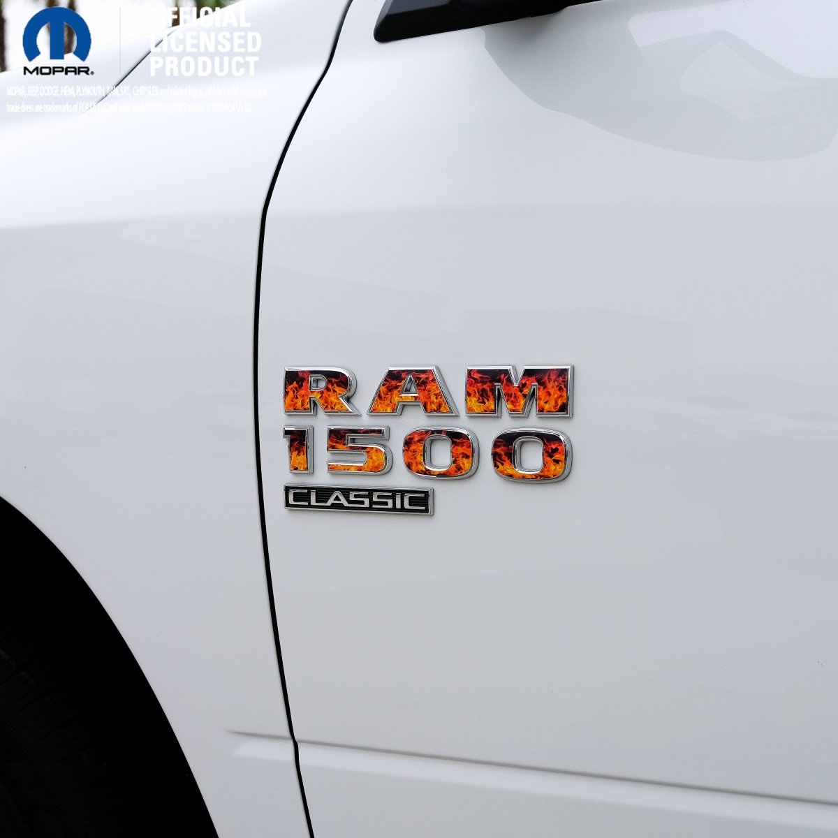 RAM Classic 1500-3500 Door Emblem Decals REAL FIRE FLAMES Fits 2009-2024 - Tiny Wrapz