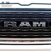 RAM Grill Emblem Overlay Decals BLACK & WHITE AMERICAN FLAG Fits 2009-2026 1500-5500 - Tiny Wrapz