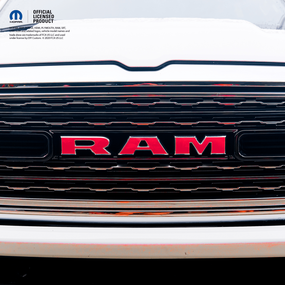 RAM Grill Emblem Overlay Decals Solid Gloss Red Fits 2009-2026 1500-5500 - Tiny Wrapz