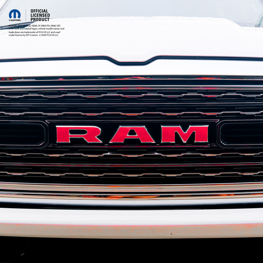 RAM Grill Emblem Overlay Decals Solid Gloss Red Fits 2009-2026 1500-5500