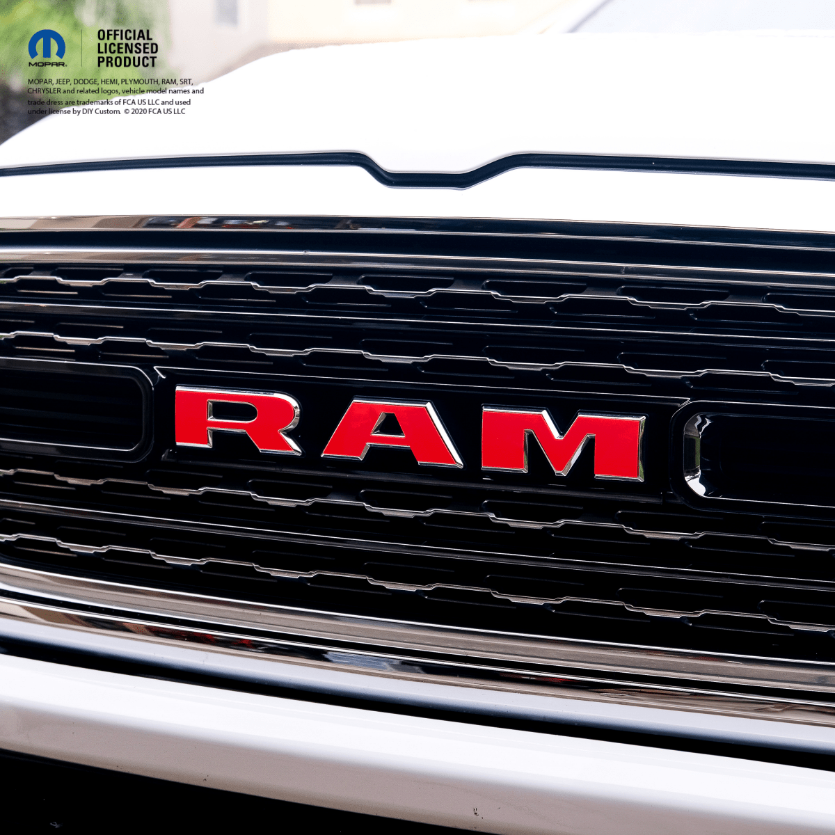 RAM Grill Emblem Overlay Decals Solid Gloss Red Fits 2009-2026 1500-5500 - Tiny Wrapz