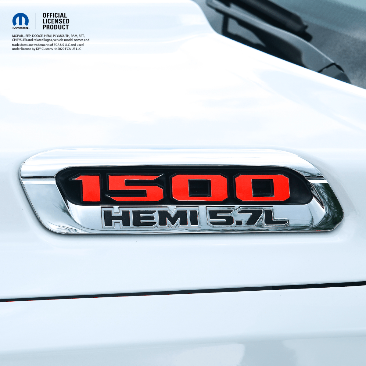 RAM 1500 Hood Emblem Overlay Decals L&R Solid Gloss Red Fits 2019-2026 RAM Trucks - Tiny Wrapz