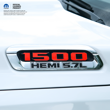 RAM 1500 Hood Emblem Overlay Decals L&R Solid Gloss Red Fits 2019-2026 RAM Trucks