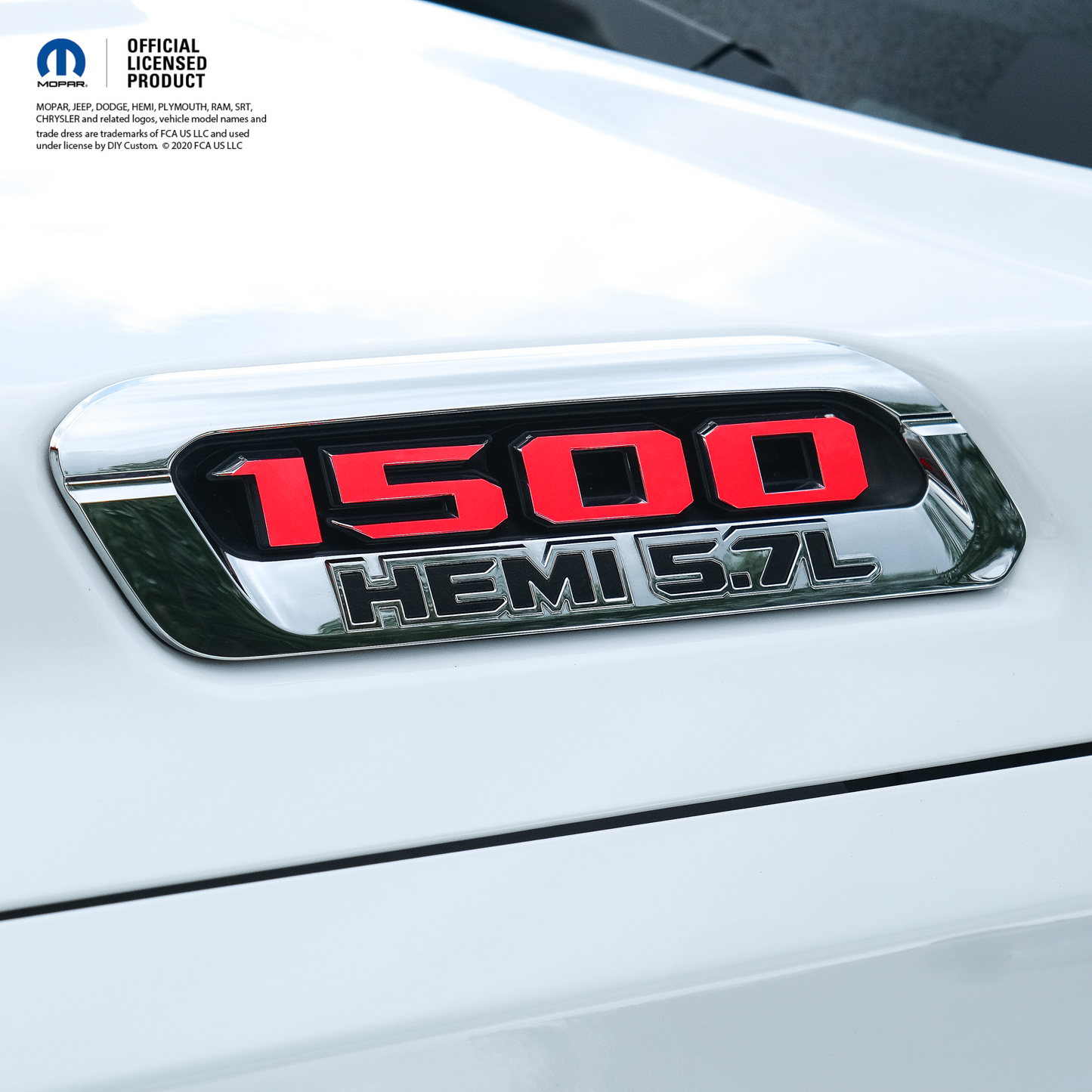 RAM 1500 Hood Emblem Overlay Decals L&R Solid Gloss Red Fits 2019-2026 RAM Trucks