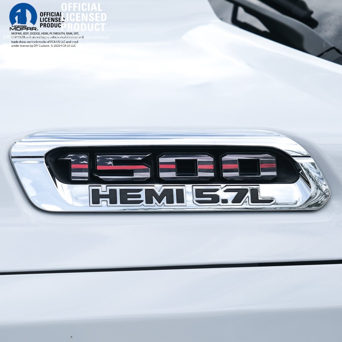 RAM 1500 Hood Emblem Overlay Decals L&R THIN RED LINE FLAG Fits 2019-2026 RAM Trucks
