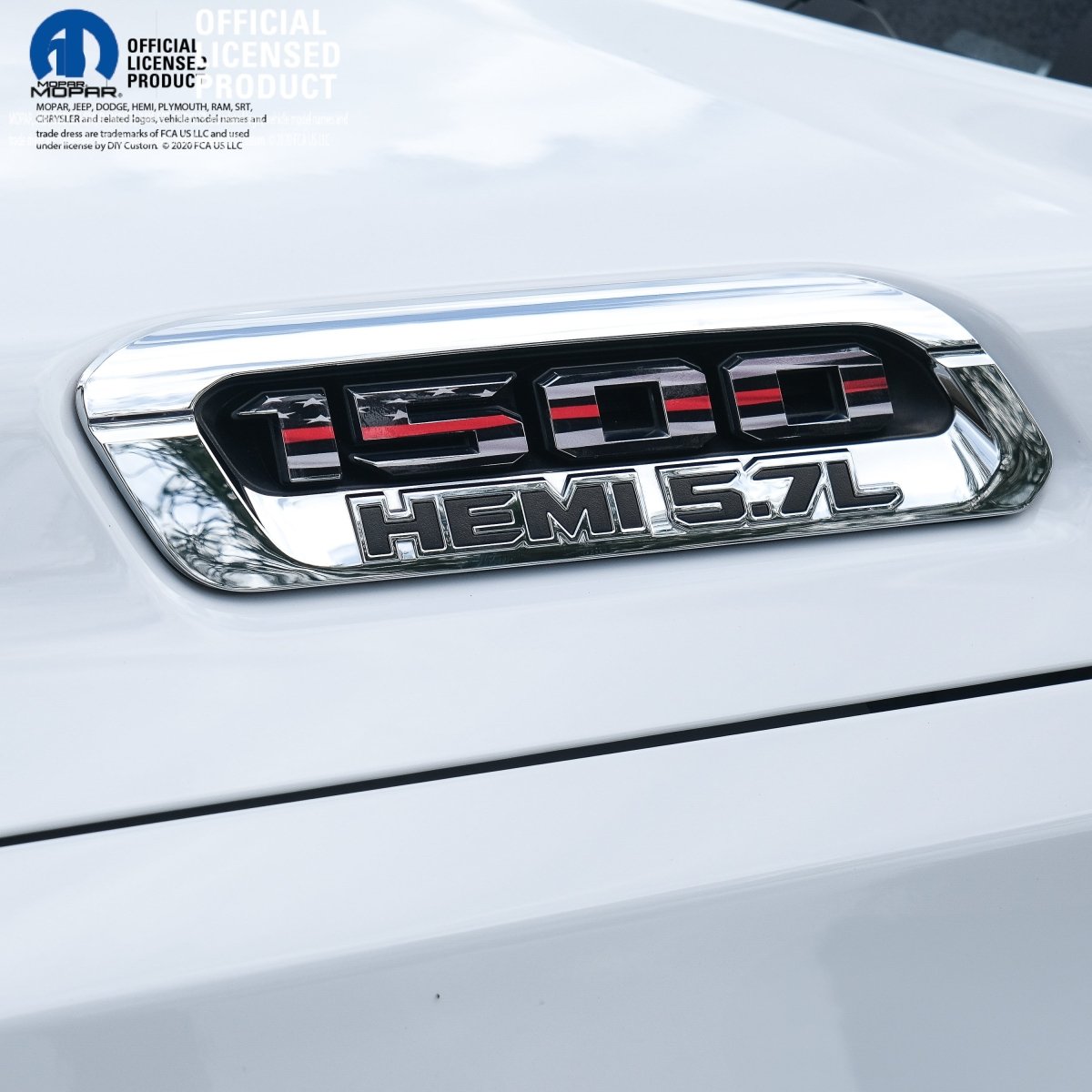 RAM 1500 Hood Emblem Overlay Decals L&R THIN RED LINE FLAG Fits 2019-2026 RAM Trucks