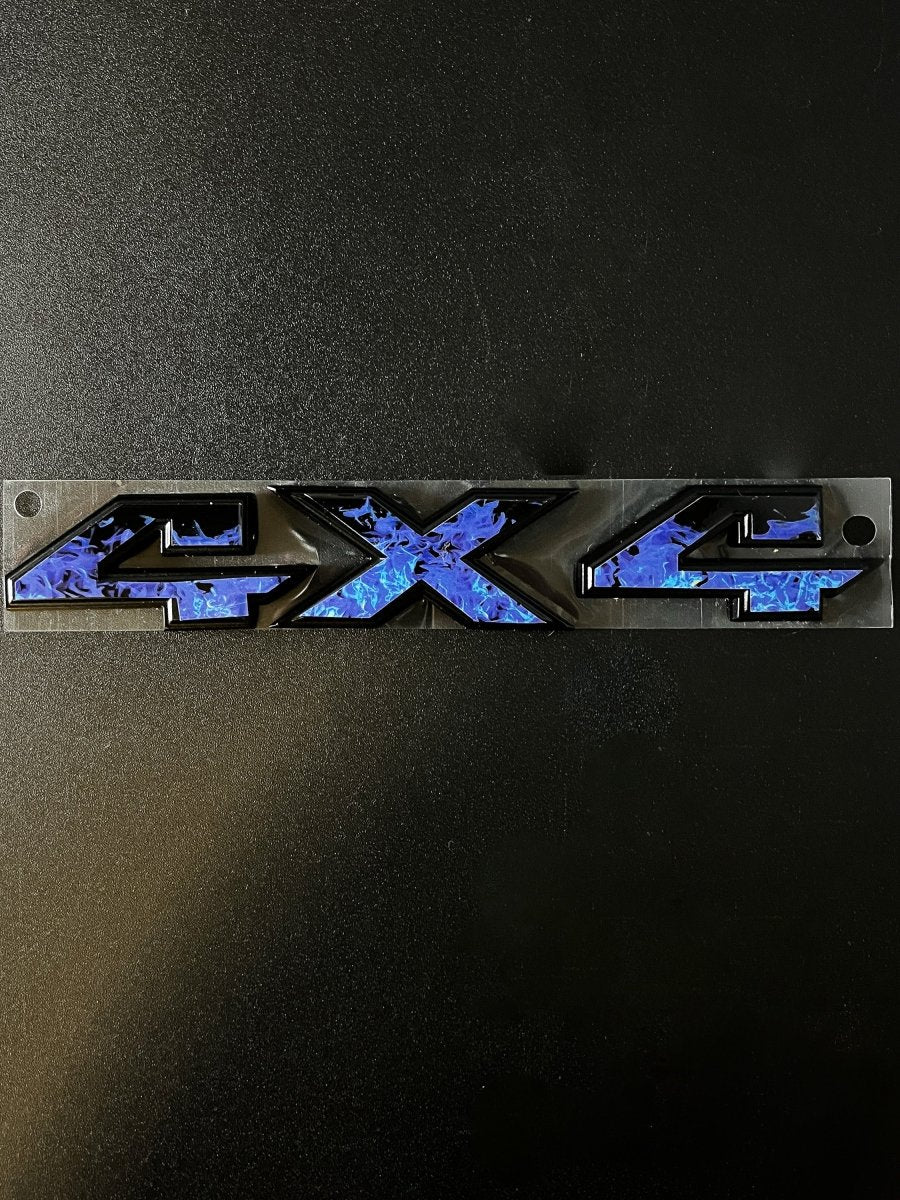 RAM 4x4 Emblem Overlay Decals BLUE FIRE FLAMES Fits 2009-2026 1500-5500 - Tiny Wrapz