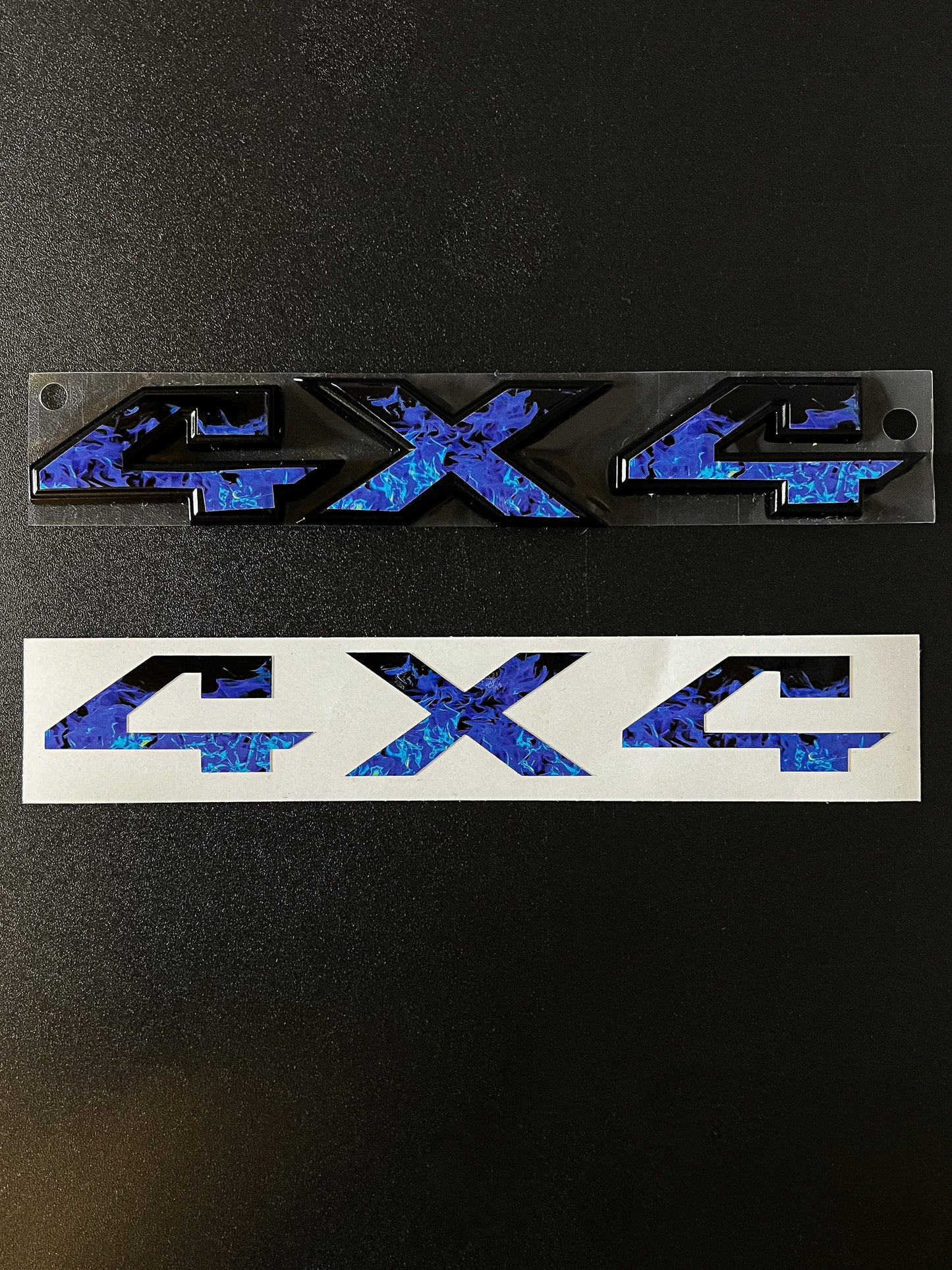 RAM 4x4 Emblem Overlay Decals BLUE FIRE FLAMES Fits 2009-2025 1500-5500