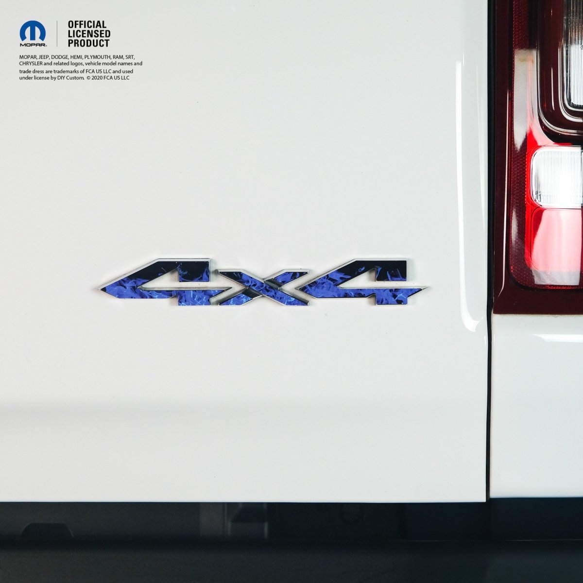 RAM 4x4 Emblem Overlay Decals BLUE FIRE FLAMES Fits 2009-2026 1500-5500 - Tiny Wrapz