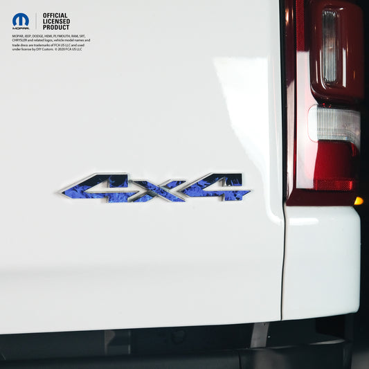 RAM 4x4 Emblem Overlay Decals BLUE FIRE FLAMES Fits 2009-2025 1500-5500