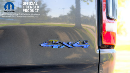 RAM 4x4 Emblem Overlay Decals BLUE FIRE FLAMES Fits 2009-2025 1500-5500