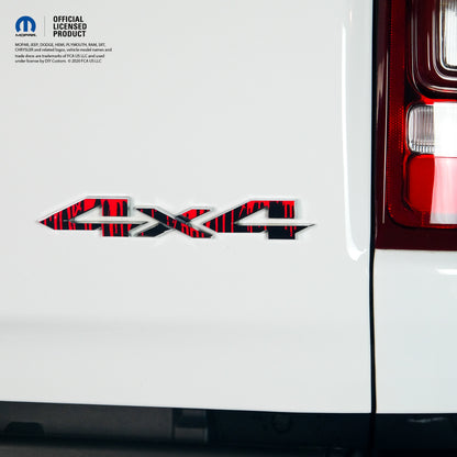 RAM 4x4 Emblem Overlay Decals DRIPPING RED Fits 2009-2025 1500-5500