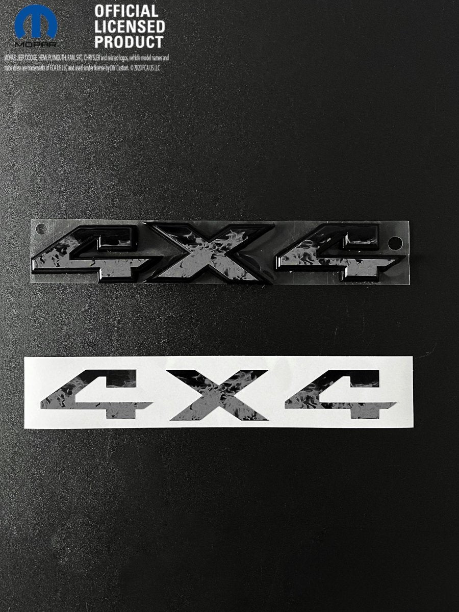 RAM 4x4 Emblem Overlay Decals GRAYSCALE FIRE FLAMES Fits 2009-2026 1500-5500 - Tiny Wrapz