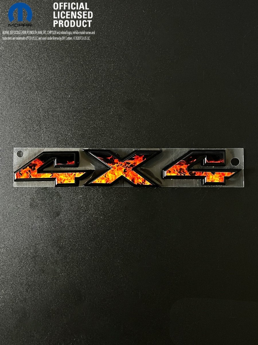RAM 4x4 Emblem Overlay Decals REAL FIRE FLAMES Fits 2009-2026 1500-5500 - Tiny Wrapz