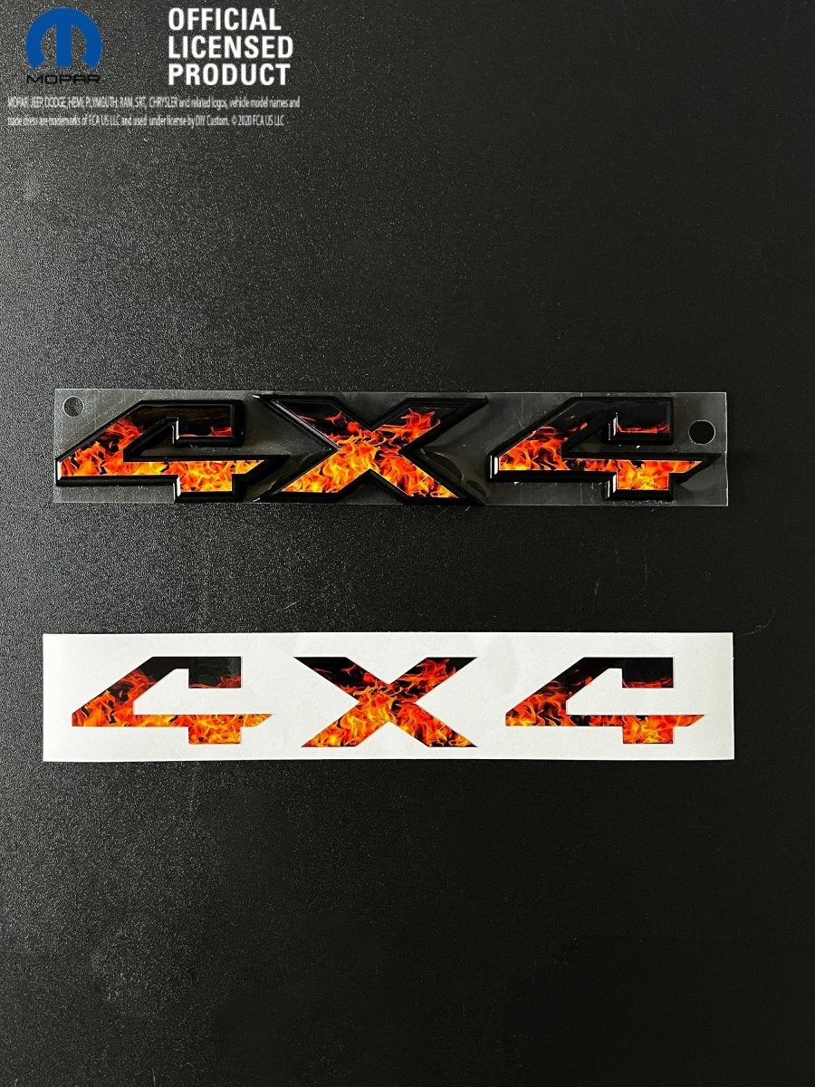 RAM 4x4 Emblem Overlay Decals REAL FIRE FLAMES Fits 2009-2026 1500-5500 - Tiny Wrapz