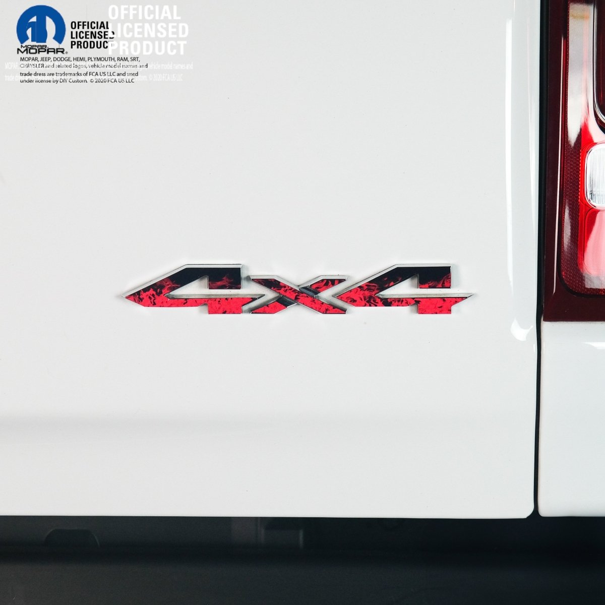 RAM 4x4 Emblem Overlay Decals RED FIRE FLAMES Fits 2009-2026 1500-5500 - Tiny Wrapz